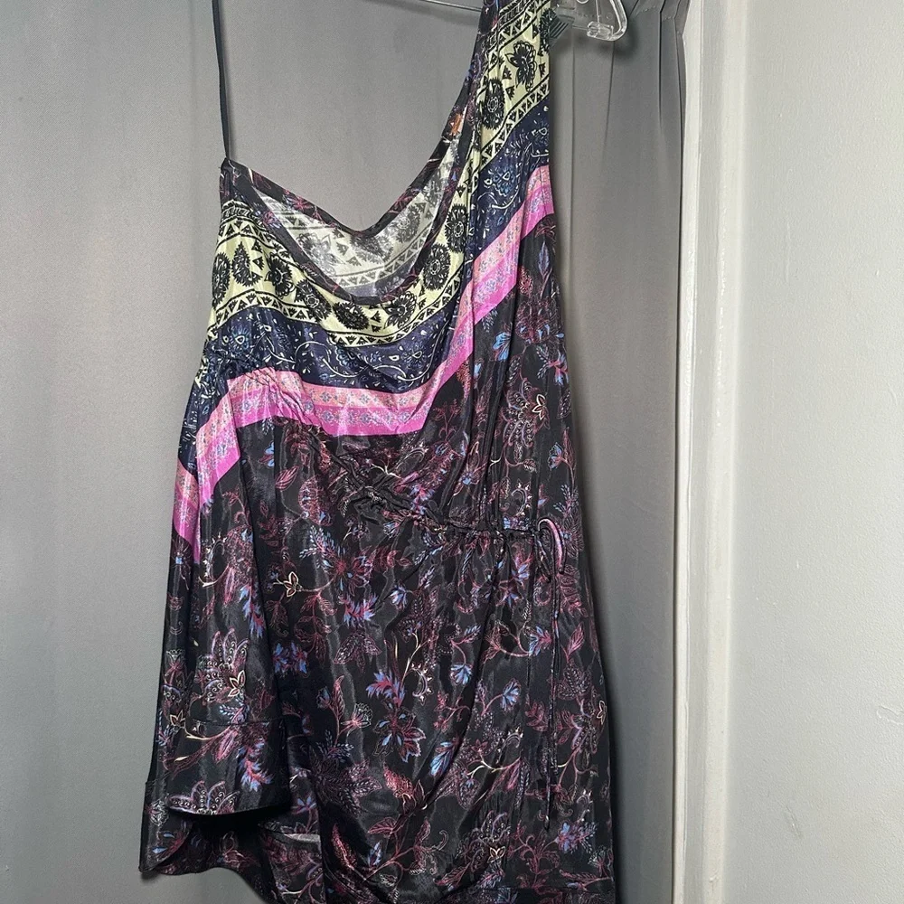 Free People Mira Ditzy Floral One Shoulder Celestial Tunic Top Size Large